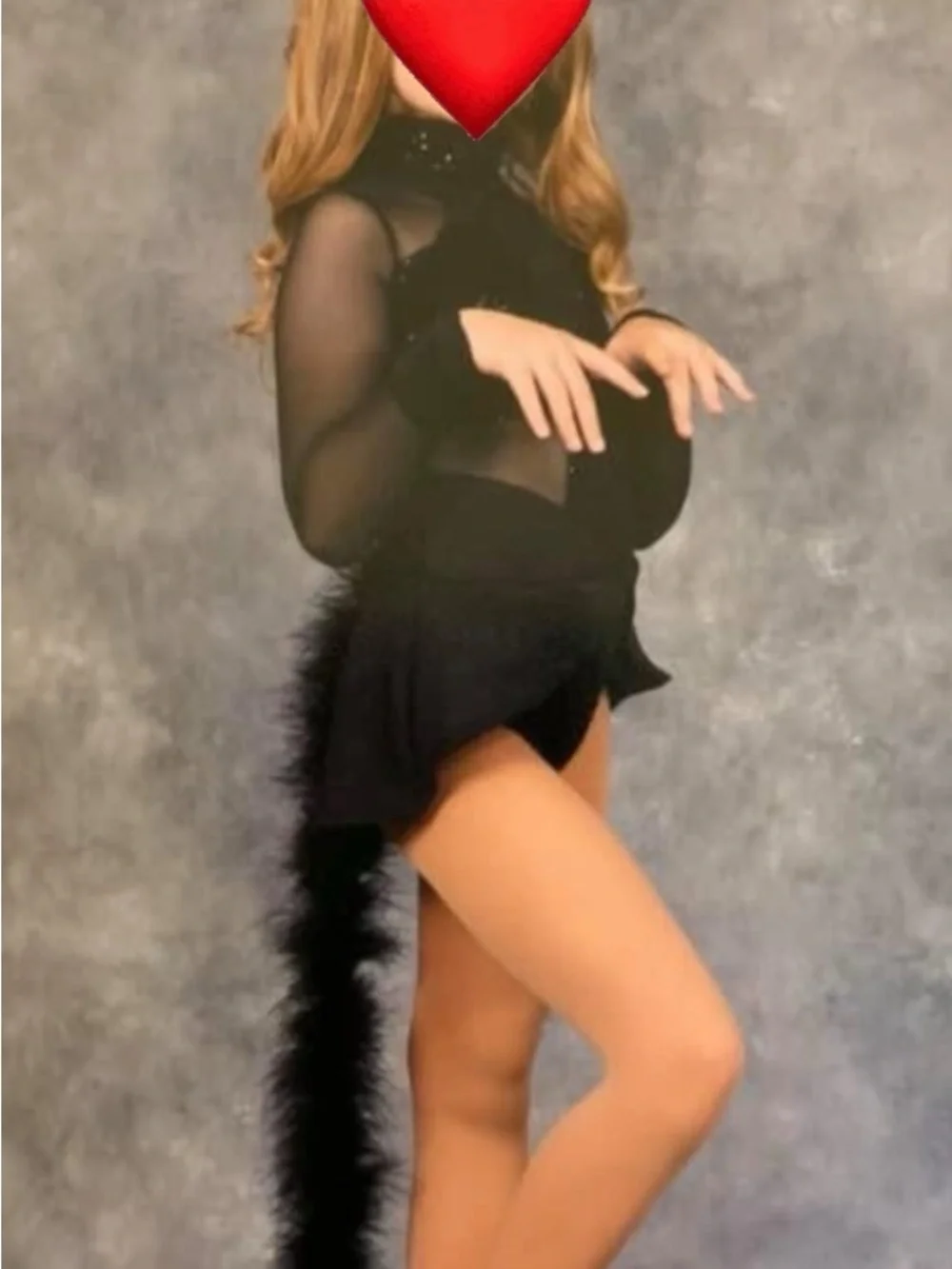 Weissman Black Cat Themed Dance leotard with flared skirt. Sequined front.